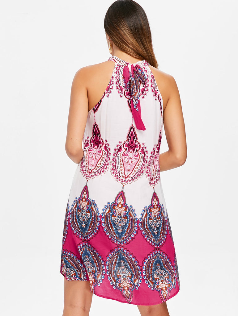 Tribal Printed Mini Swing Dress 