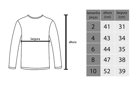 Tamanhos Camiseta Dry Tech Infantil