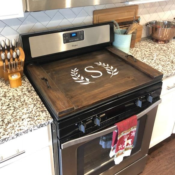 Farmhouse Custom Stove Top Cover Redmerle Designs Wood