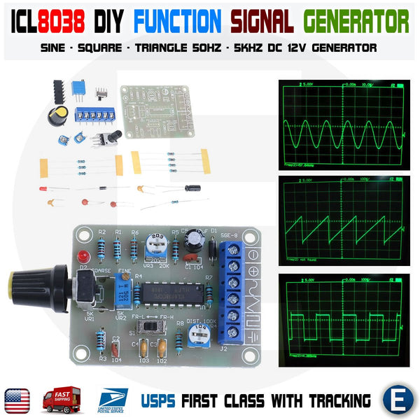 ICL8038 5Hz~400kHz Signal Generator Sine Triangle Square Output DIY Kit US W4G1