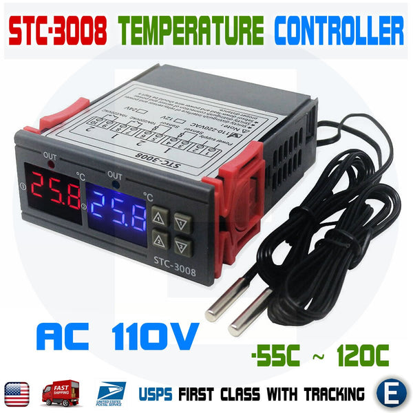 Nitrip STC-3008 Dual Display Dual NTC Probe Sensor Digital Temperature Thermostat Controller 12V 