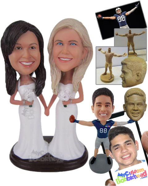 Custom Bobblehead Gorgeous Lesbian Same Sex Couple Holding Hands In Th