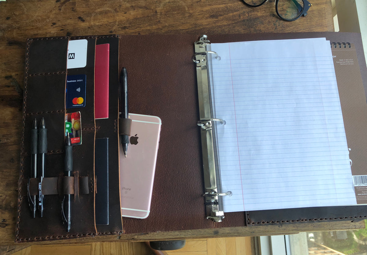 7 Pocket Binder / Leather Notebook binder / Legal Pad Holder/ 3 Ring N