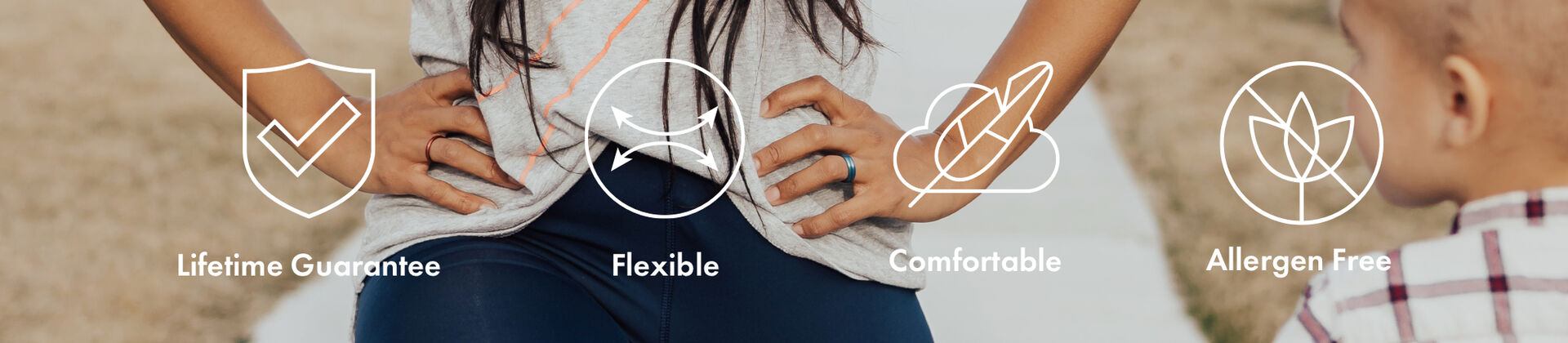 Enso silicone rings have a lifetime guarantee, are flexible, comfortable, and allergen free!