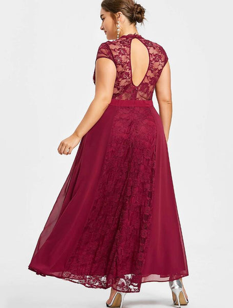 plus size burgundy lace dress