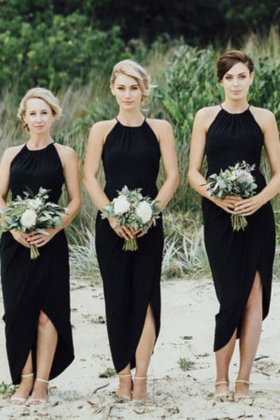 black bridesmaid dresses short