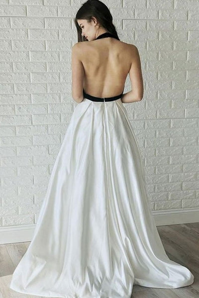 halter white wedding dress