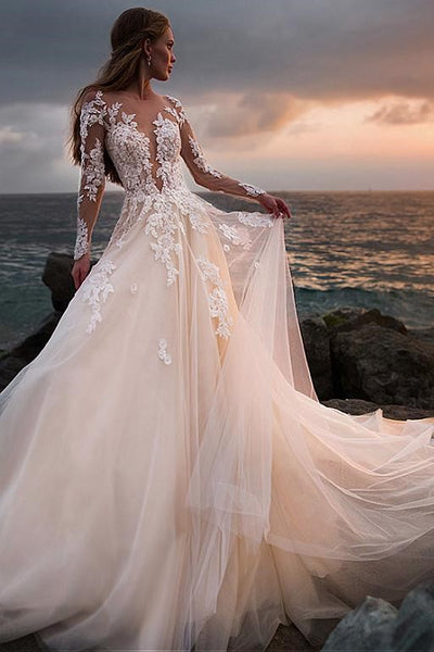 illusion lace wedding dress