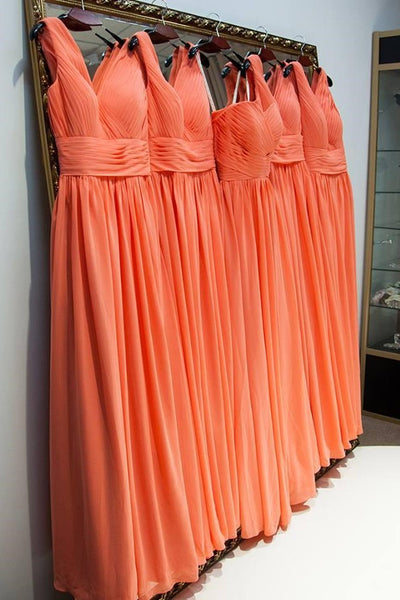 orange floor length dress