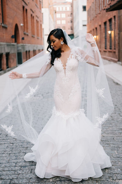 ruffle fishtail wedding dress