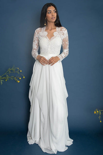 chiffon skirt wedding dress