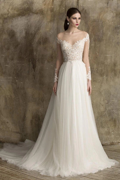 lace illusion neckline wedding dress