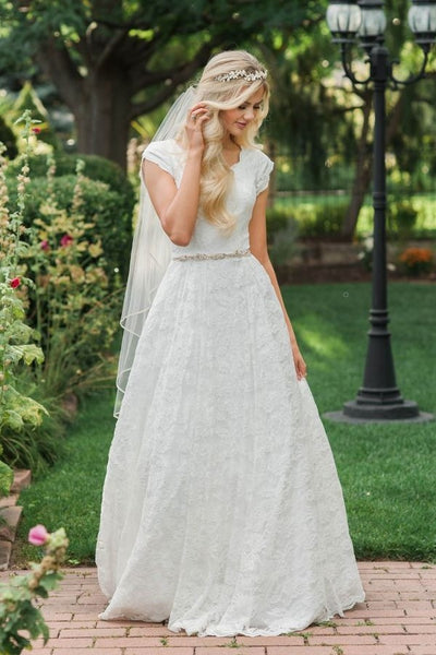 TR12024 Modest Lace Wedding Dress