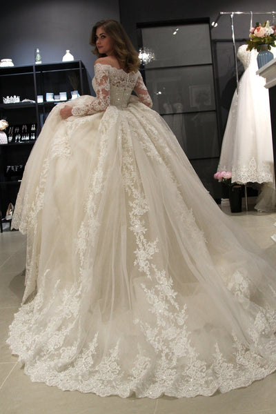 ball gown with lace sleeves