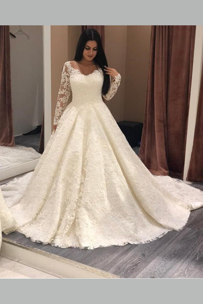 Long Sleeves Plus Size Lace Wedding 