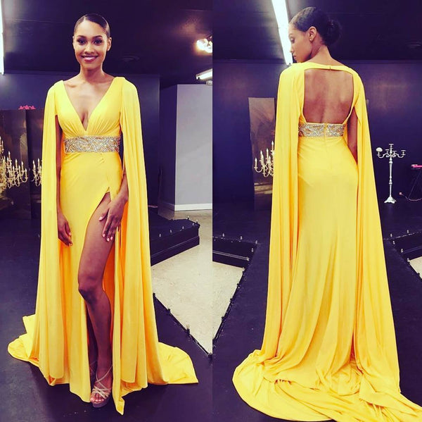 long sleeve yellow gown