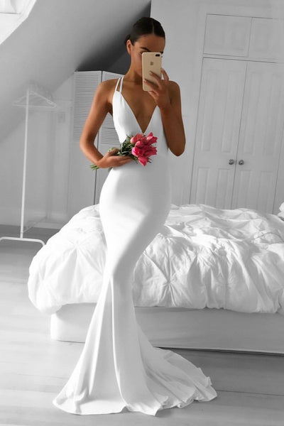 white mermaid style dress