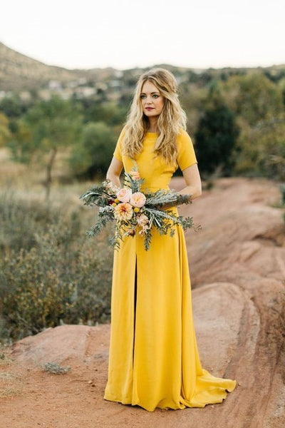 mustard dress for wedding guest