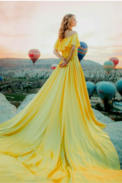long yellow evening dress