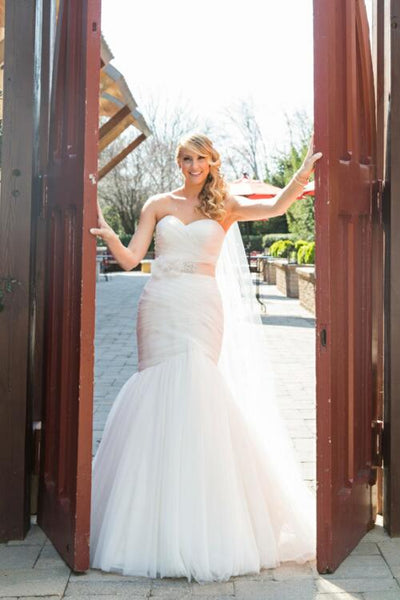 pleated mermaid wedding dress