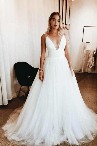 v neck bridal gown