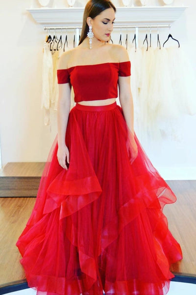 red two piece formal dress