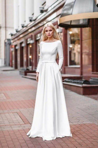 long sleeve wedding dress with pockets