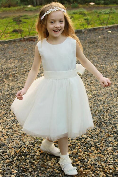 ivory satin flower girl dresses