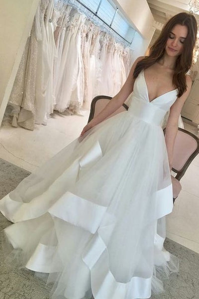 satin and tulle wedding dress
