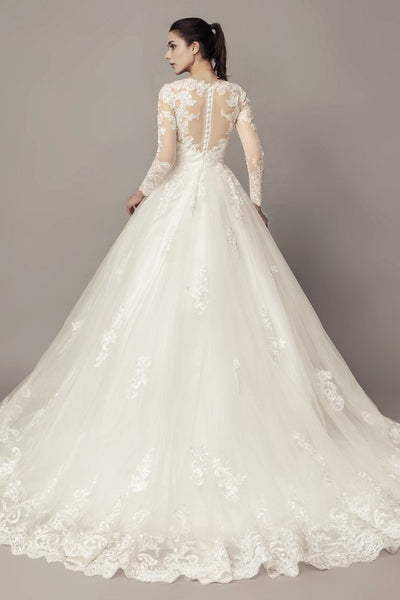 long sleeve wedding dress with train