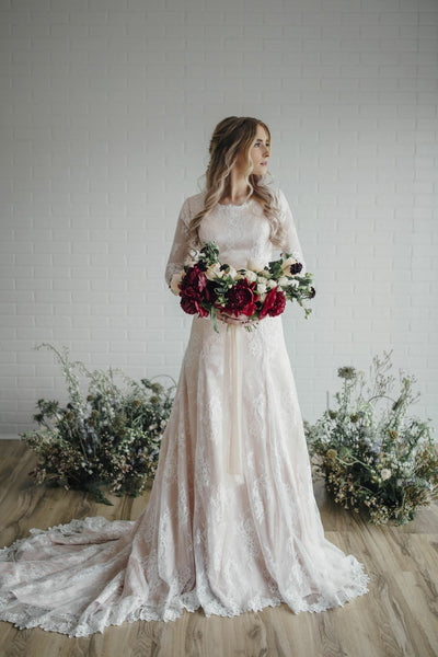 modest lace wedding dresses with sleeves