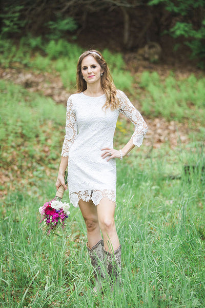 country lace wedding dress with boots
