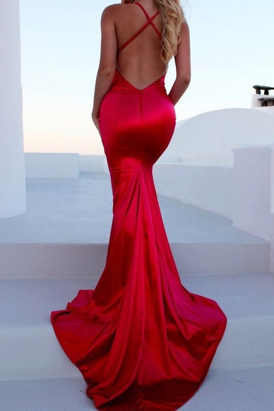 red mermaid dress with slit