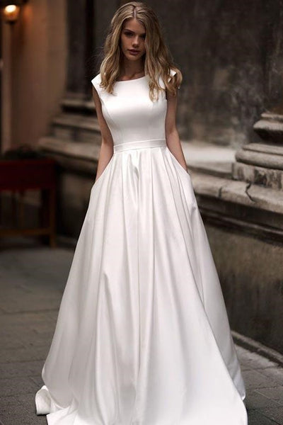 line Wedding Dresses with Pockets 