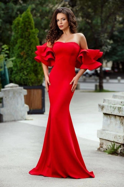 Strapless Mermaid Red Prom Dresses 2023 Loveangeldress 