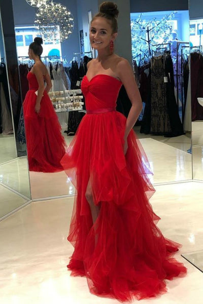 red dress with tulle