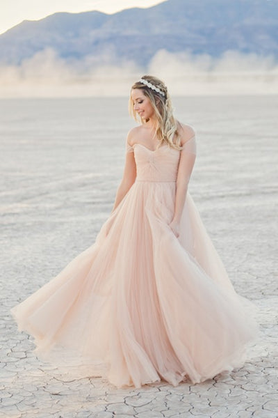 pink beach wedding dresses