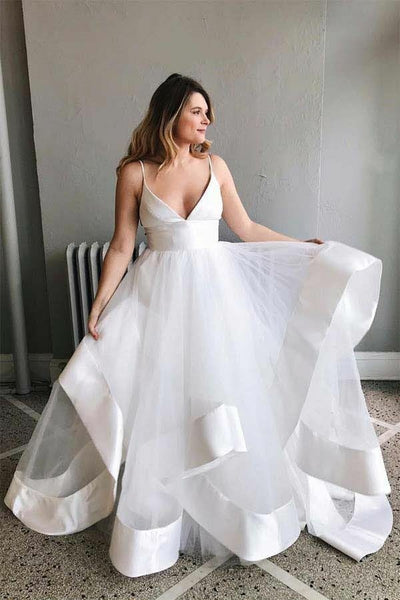 satin and tulle wedding dress