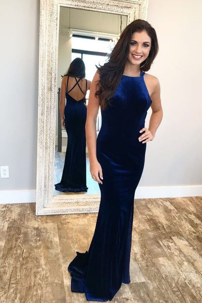 royal blue velvet evening gown