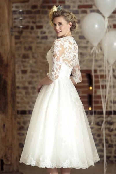 vintage lace wedding dresses tea length