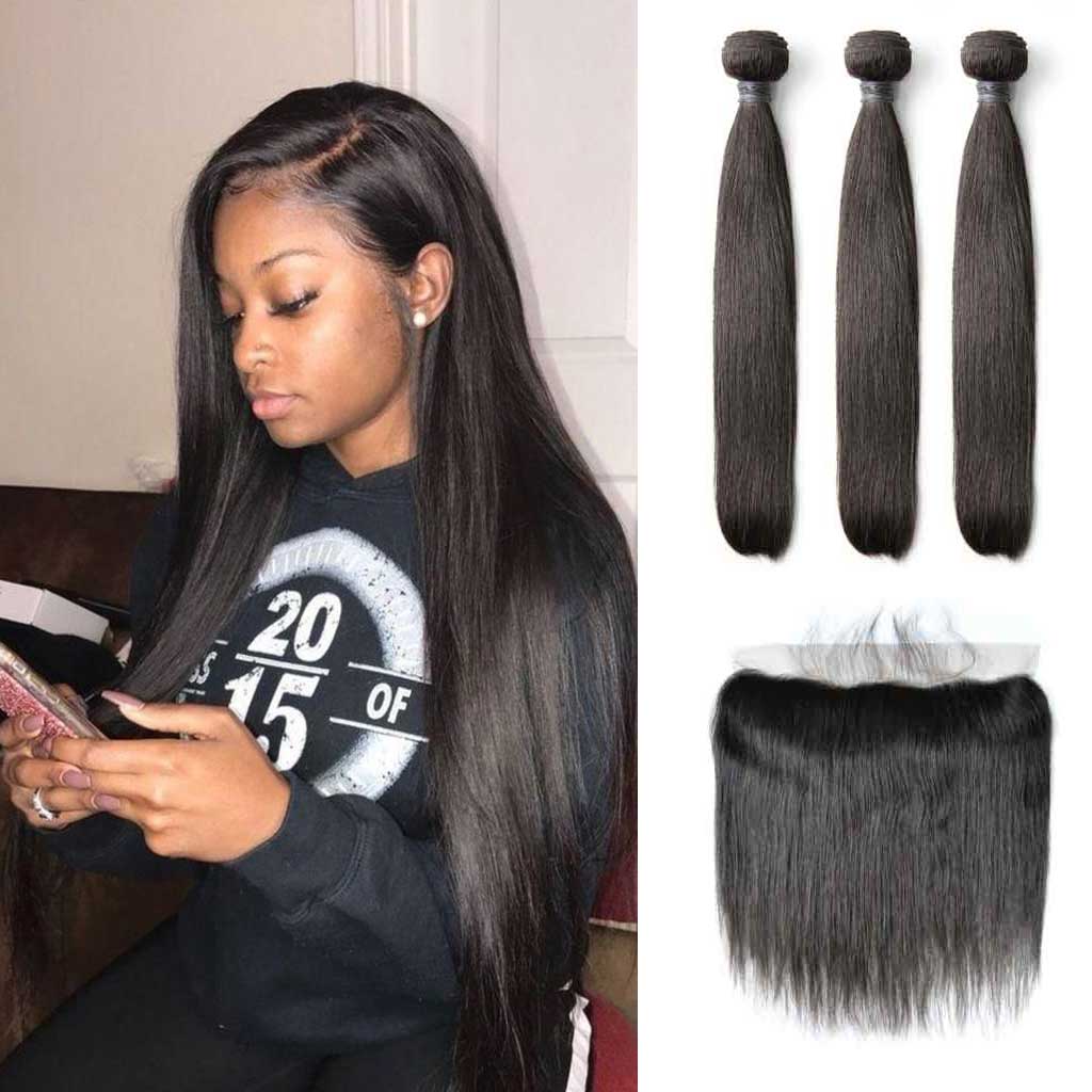 lace frontal sew in straight hair