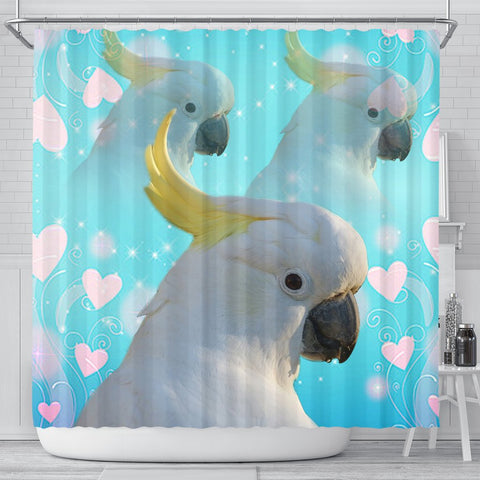 Cockatoo Parrot Print Shower Curtain-Free Shipping