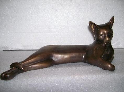 Bronze Resting Cat Statue