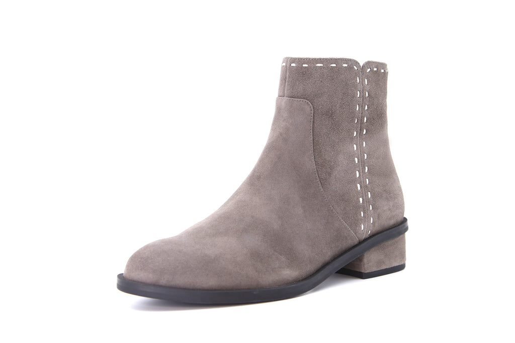 grey leather ankle boots