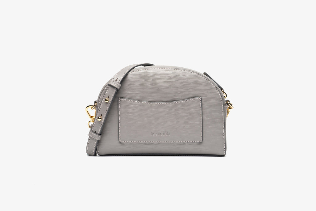 grey leather crossbody bag