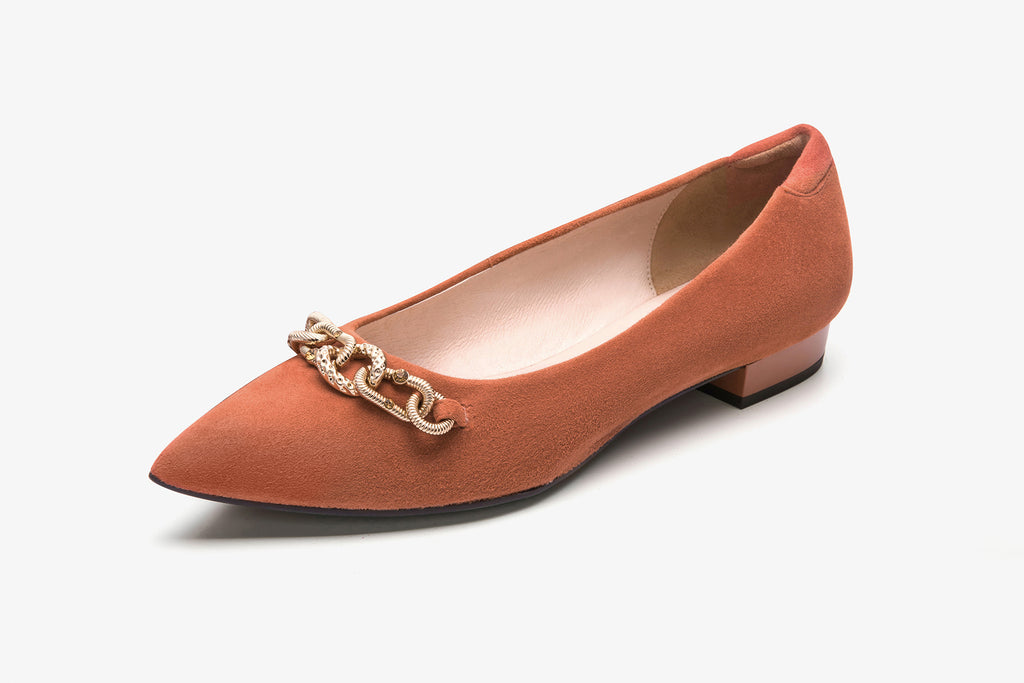 orange pointed toe flats