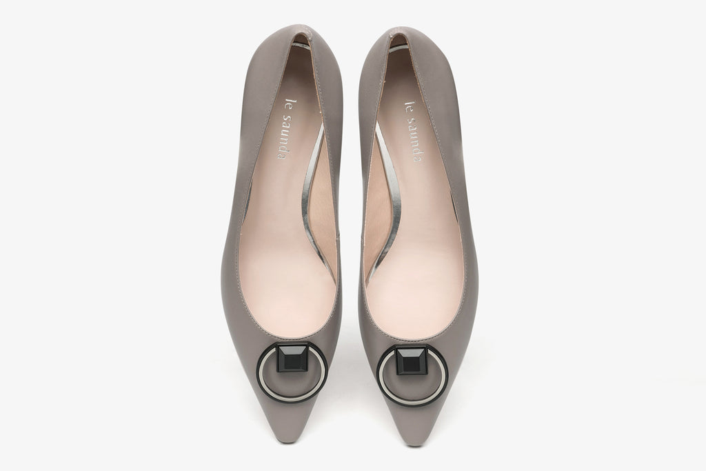 grey pointed heels