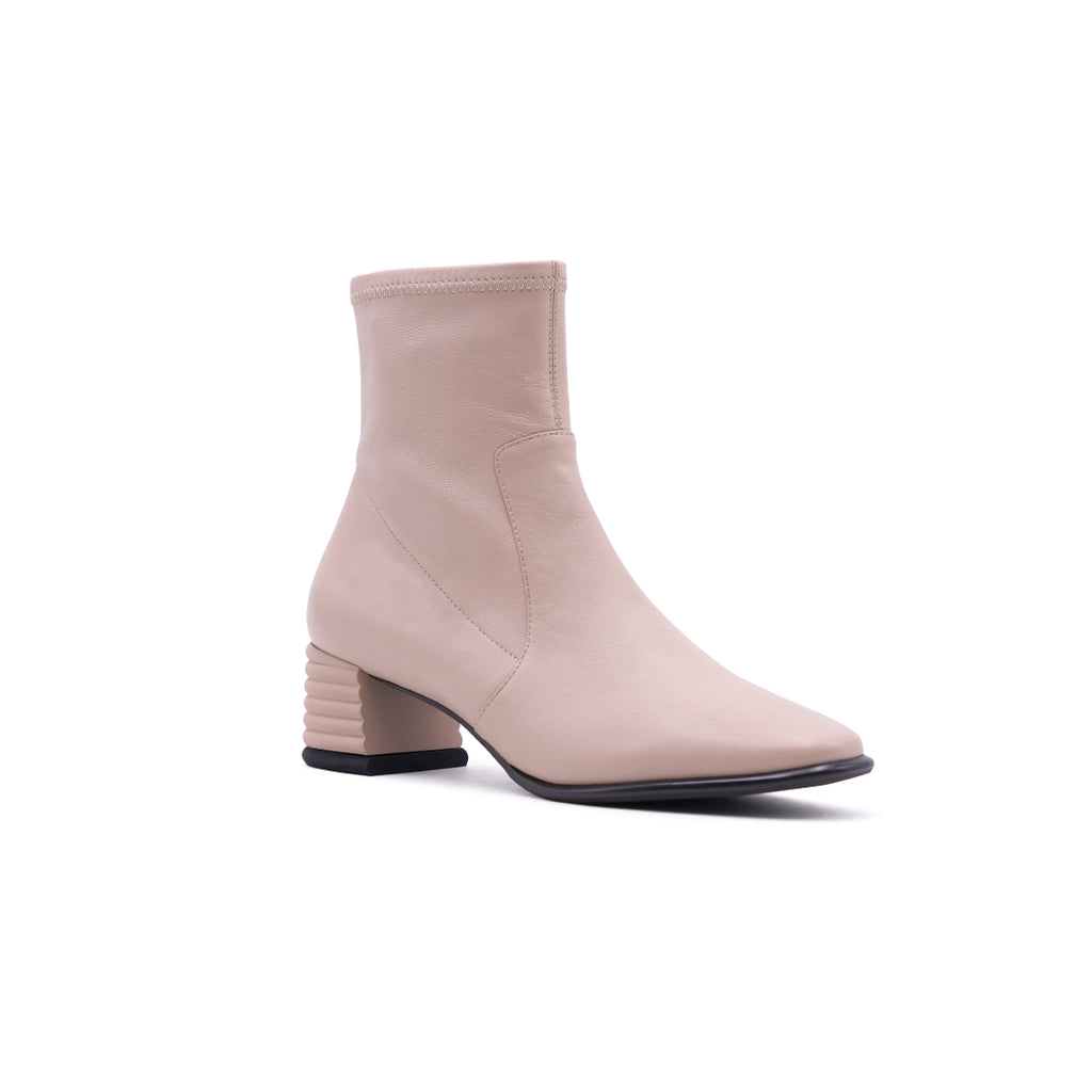 le saunda | Leather Block-heeled Ankle 