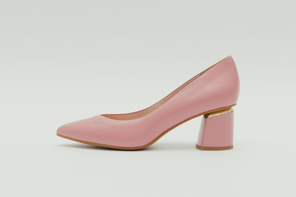 pink block heel shoes