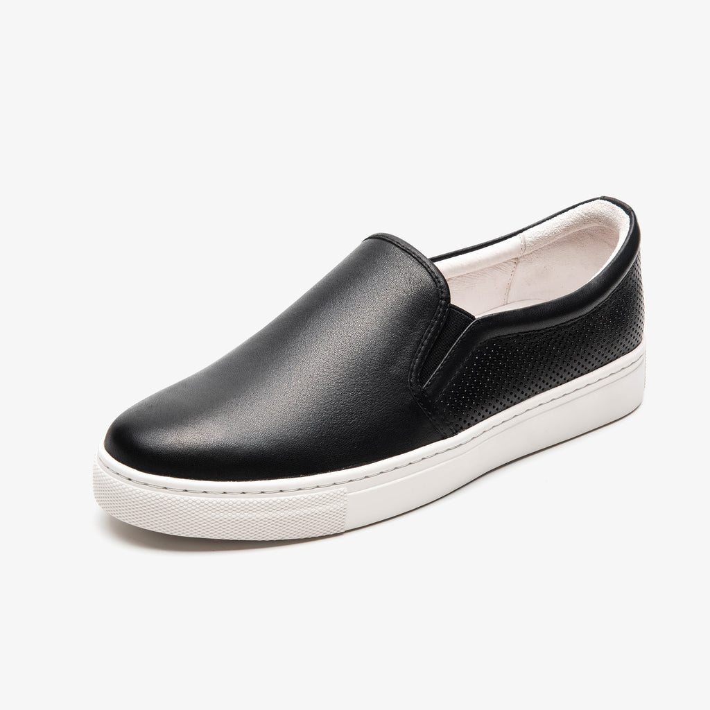 leather slip on sneakers